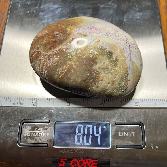 Ocean Jasper palm stone crystal natural orbicular orbs green white red yellow br - Picture 4 of 10